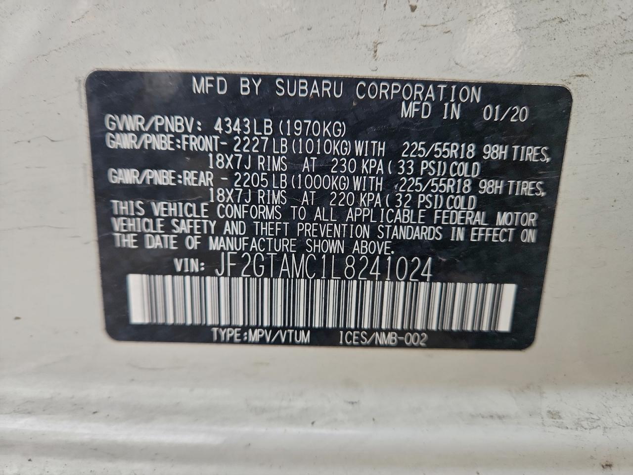 2020 SUBARU CROSSTREK LIMITED photo 27