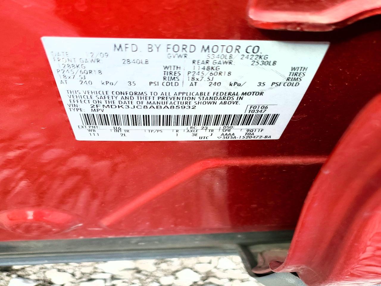 2010 FORD EDGE SEL photo 13