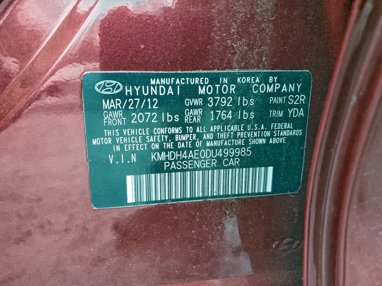 2013 HYUNDAI ELANTRA GLS photo 12