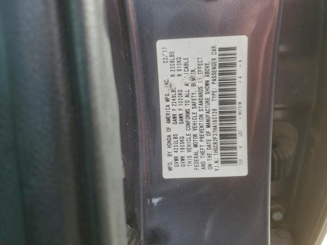 2017 HONDA ACCORD LX photo 12