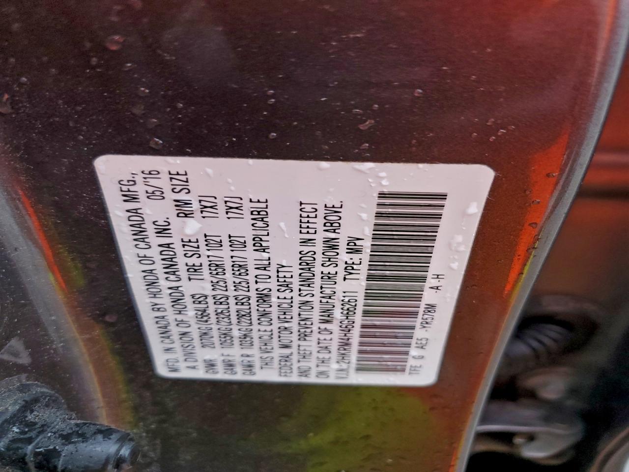 2016 HONDA CR-V SE photo 37