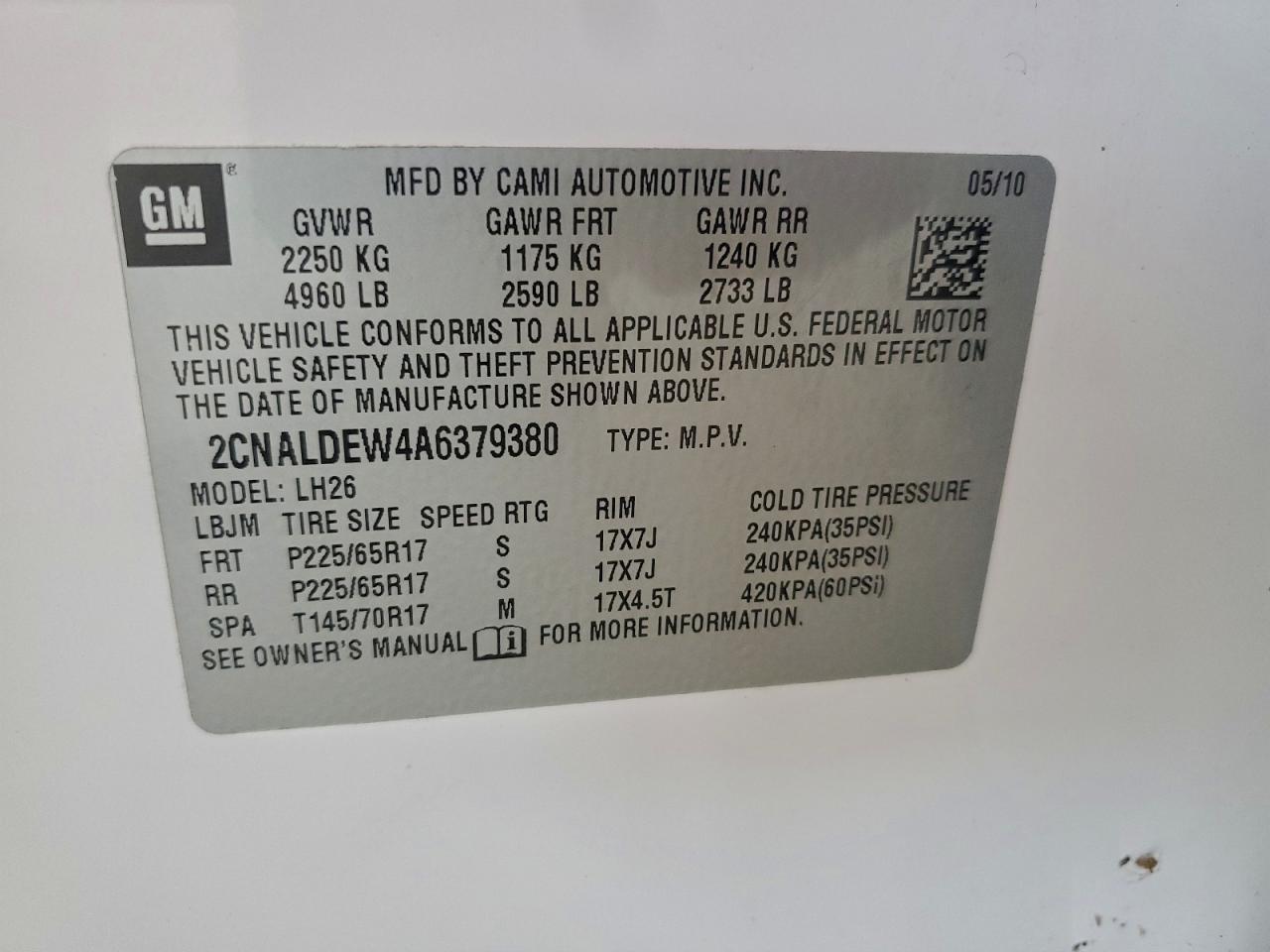 2010 CHEVROLET EQUINOX LT photo 37