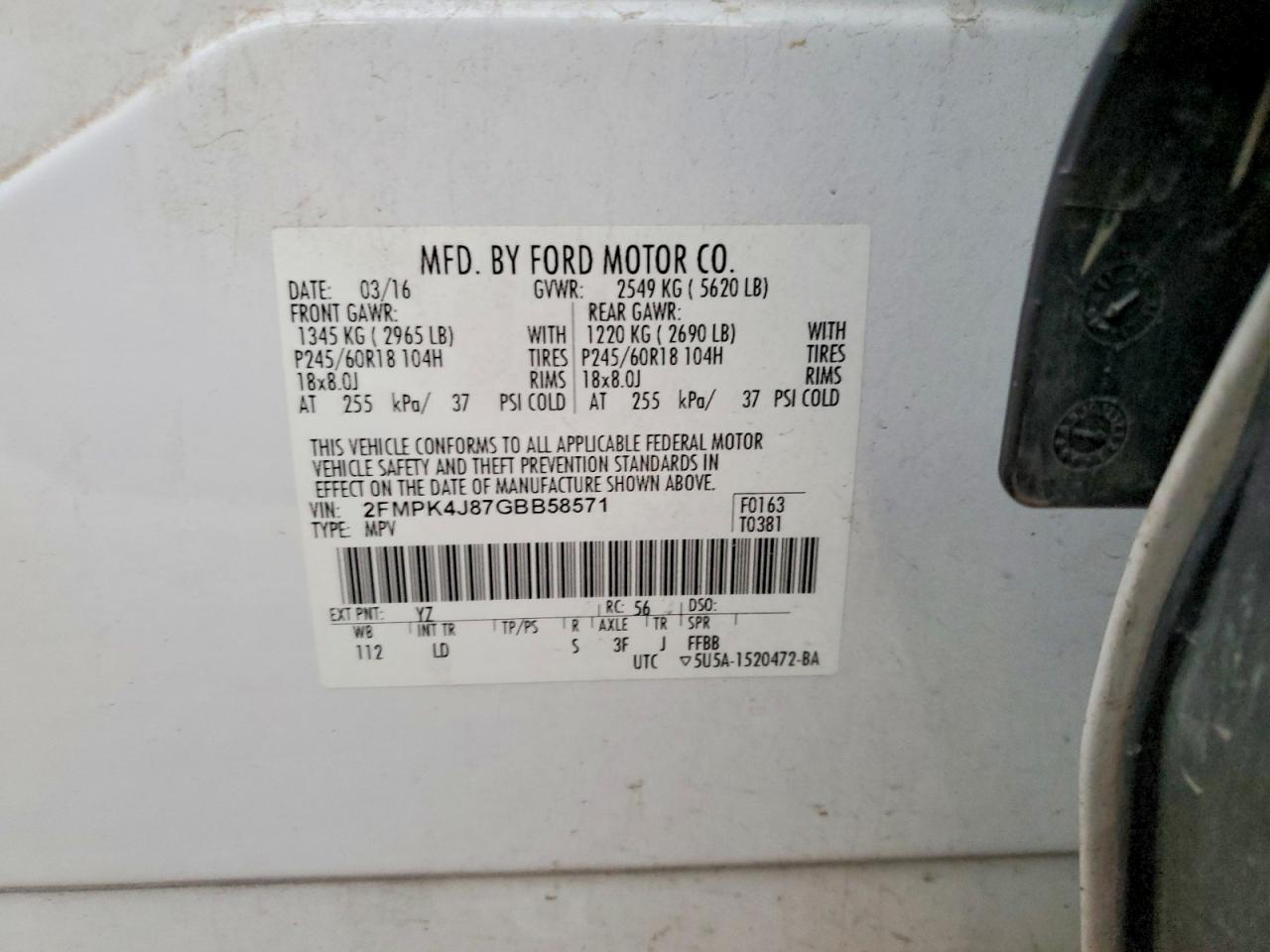 2016 FORD EDGE SEL photo 25