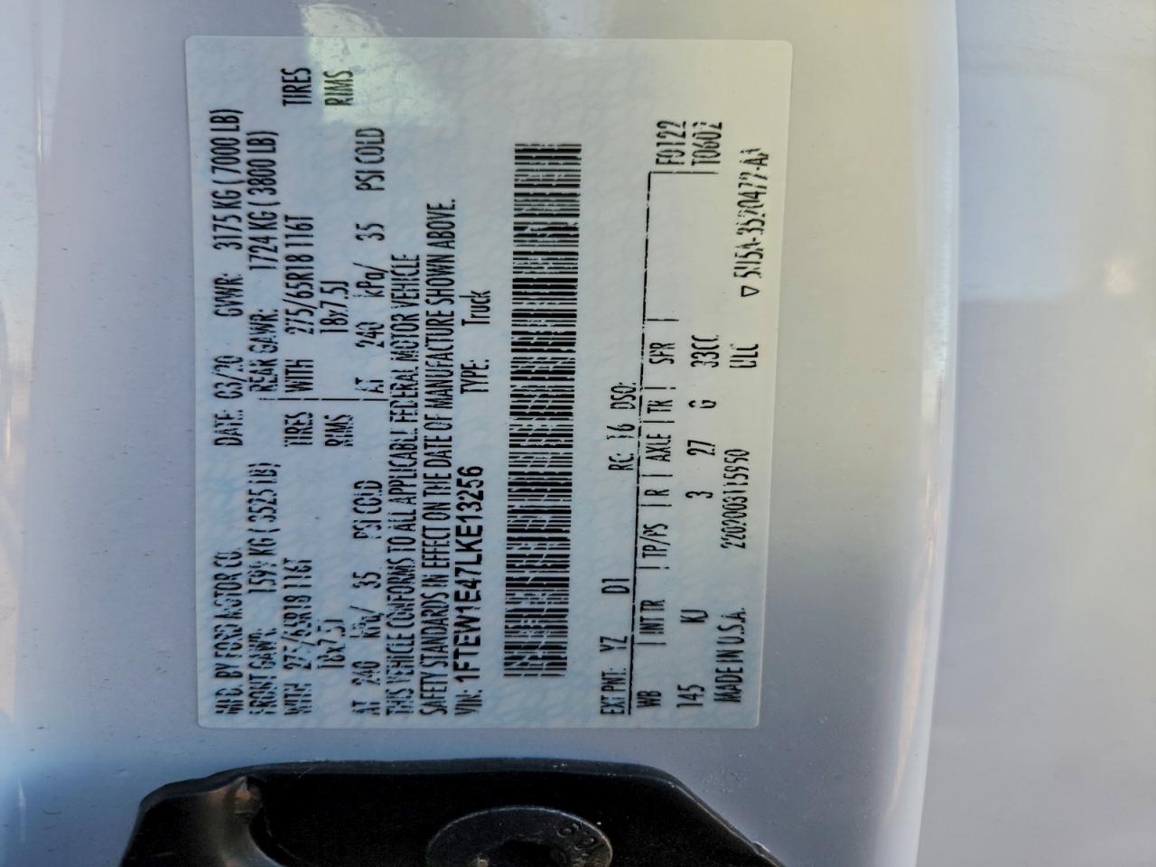 2020 FORD F 150 photo 12