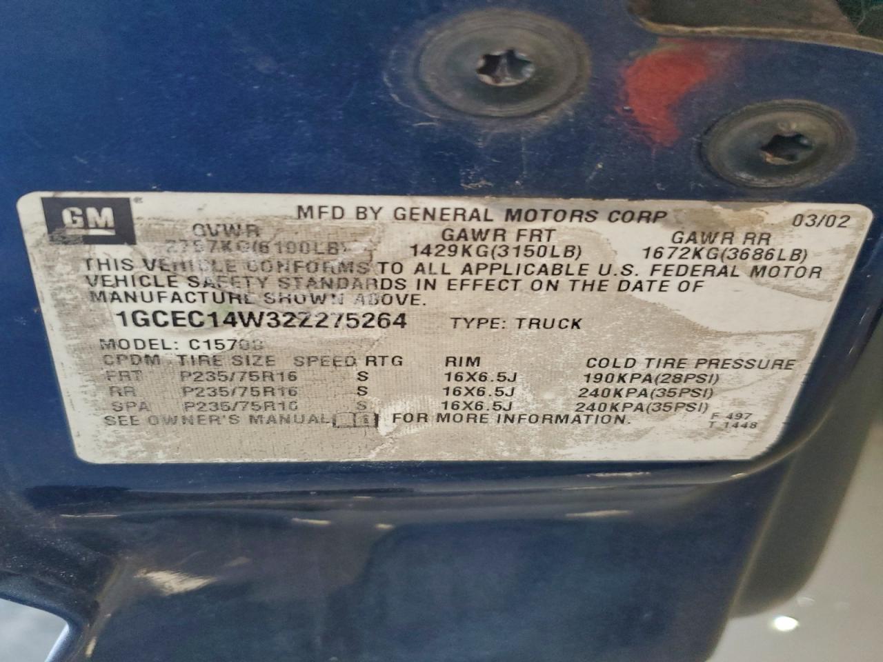 2002 CHEVROLET SILVERADO C1500 photo 23