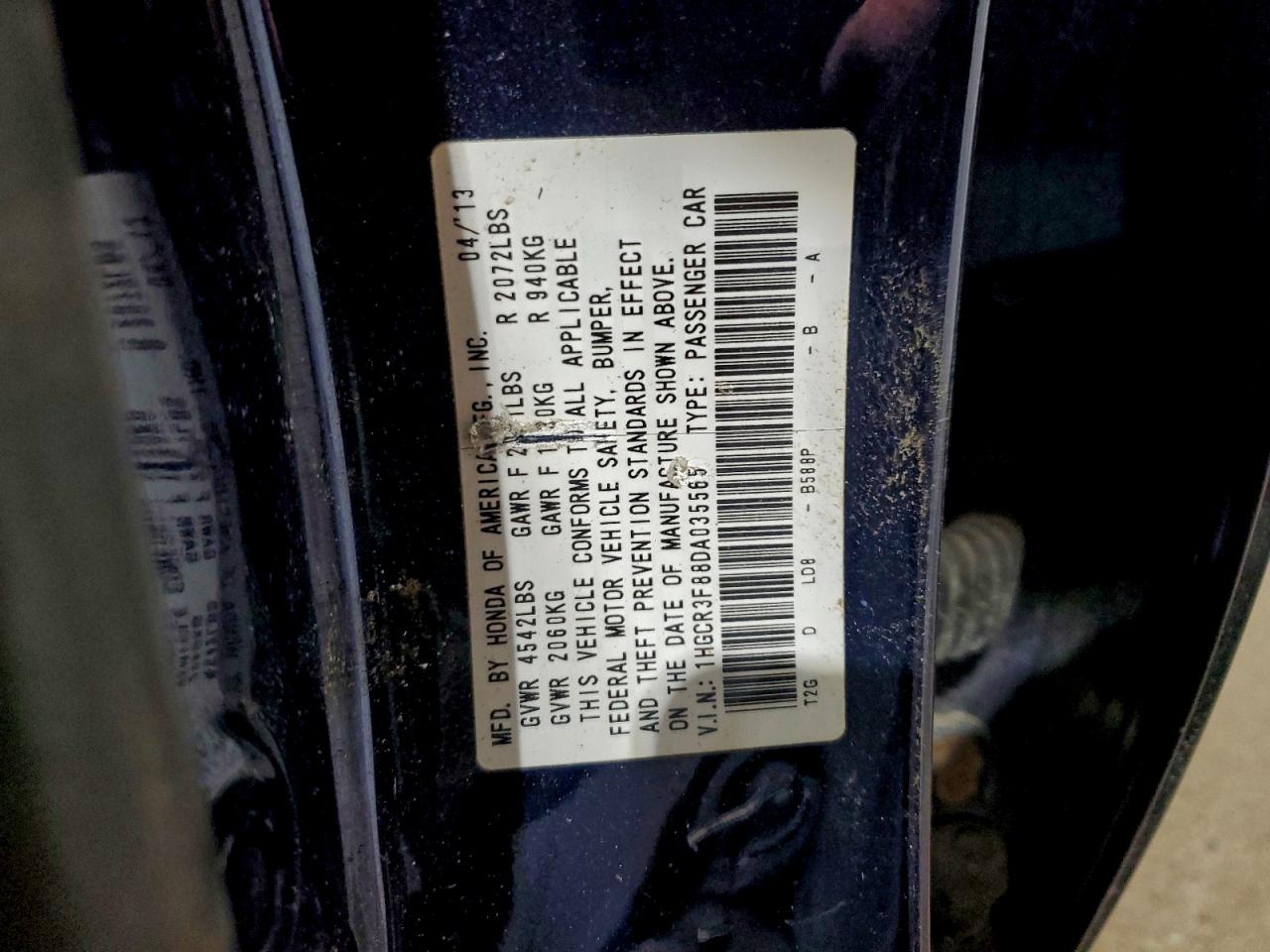 2013 HONDA ACCORD EXL photo 12