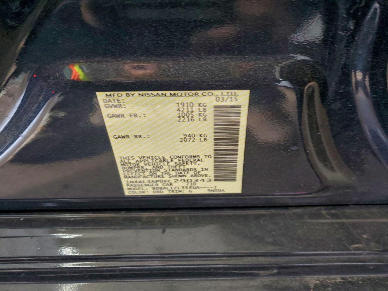 2015 NISSAN ALTIMA 2.5 SV photo 34