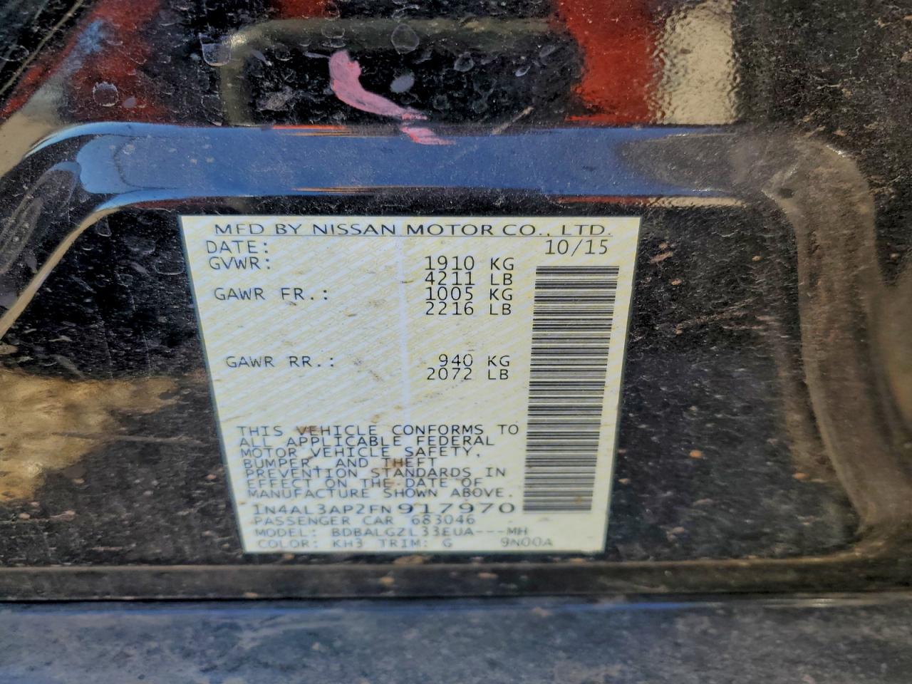 2015 NISSAN ALTIMA 2.5 photo 12