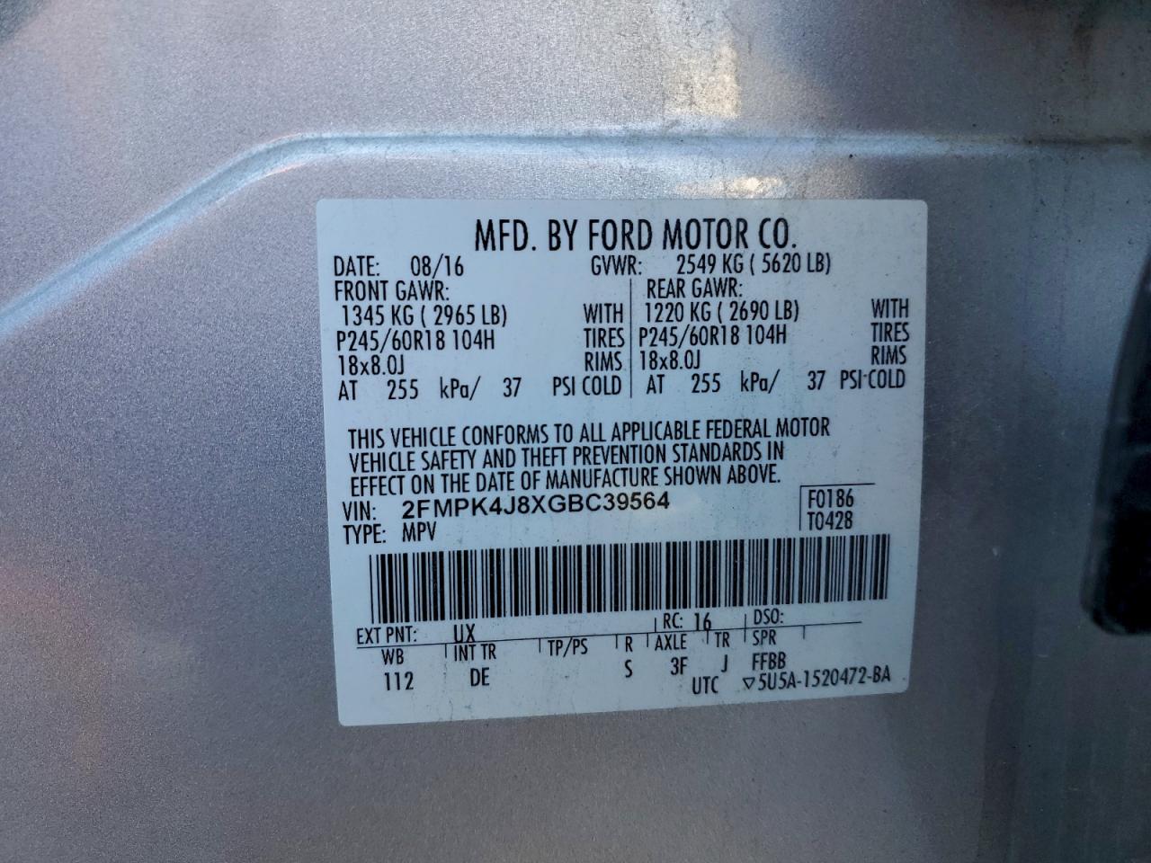 2016 FORD EDGE SEL photo 13
