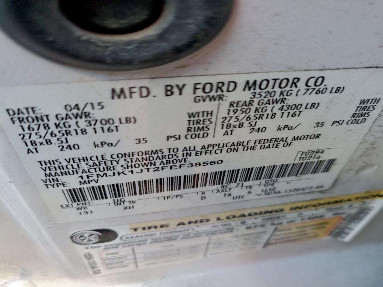 2015 FORD EXPEDITION EL XLT photo 13