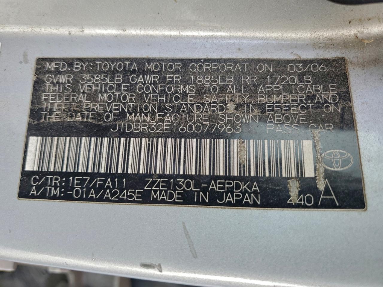2006 TOYOTA COROLLA CE photo 12