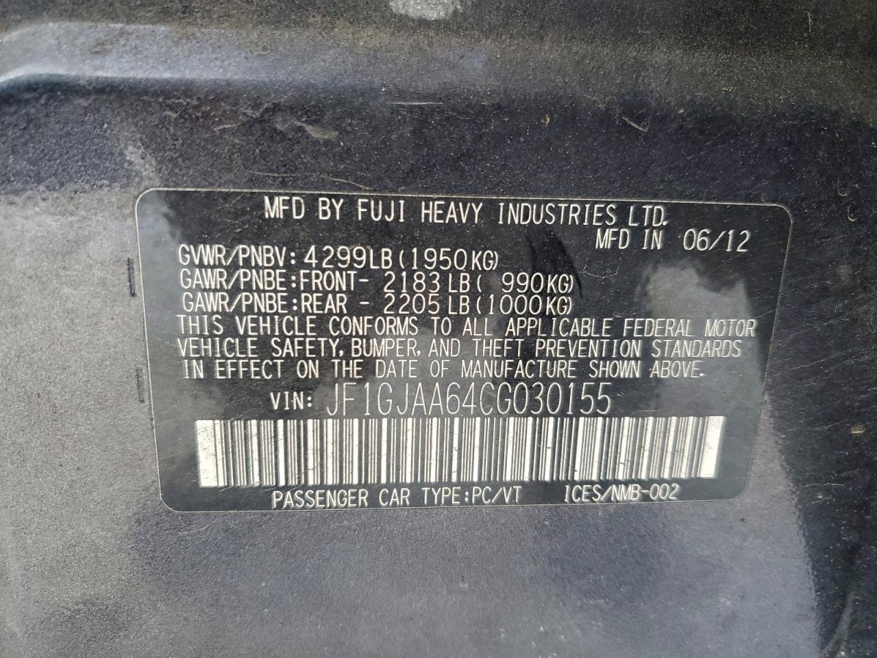 2012 SUBARU IMPREZA photo 23