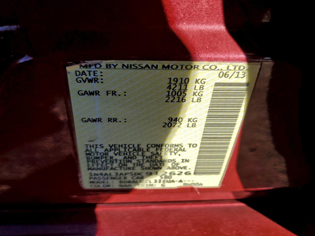 2013 NISSAN ALTIMA 2.5 photo 12
