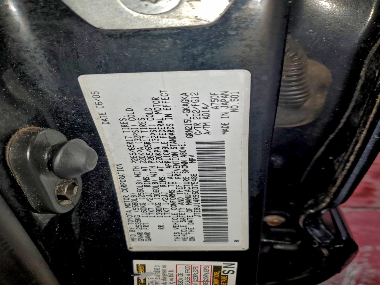 2005 TOYOTA 4RUNNER SR5 photo 25