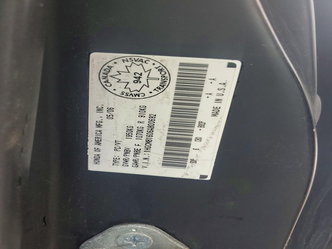 2006 HONDA ACCORD EX photo 23