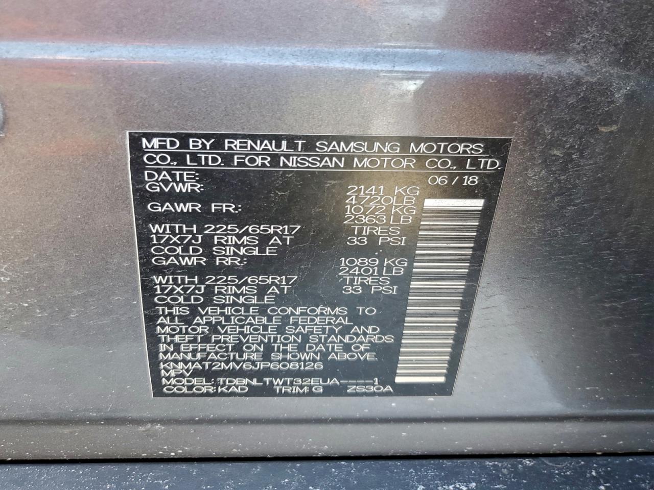 2018 NISSAN ROGUE S photo 37