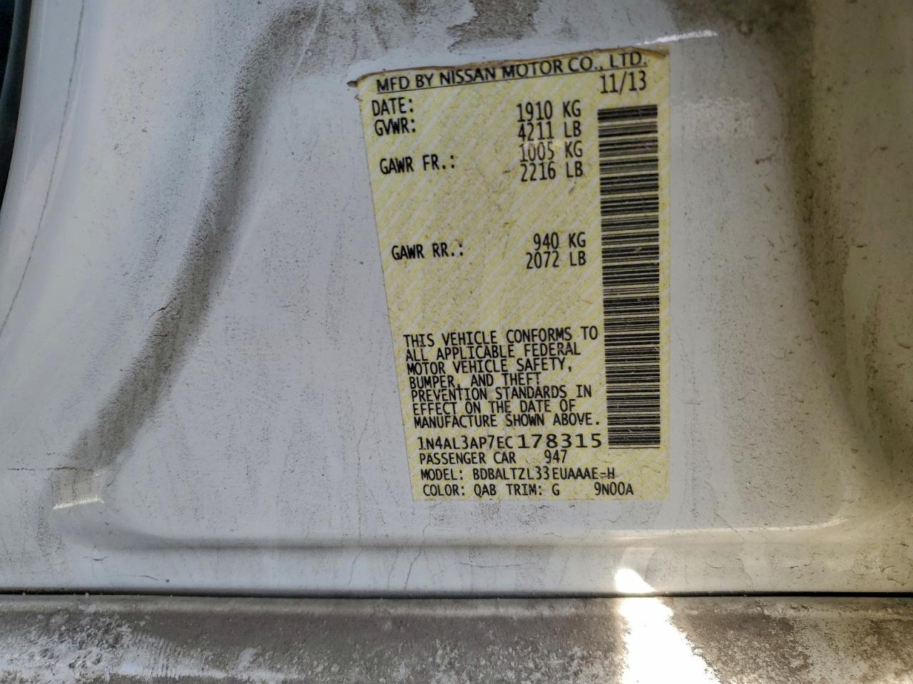 2014 NISSAN ALTIMA 2.5 photo 12