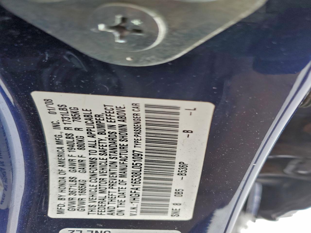 2008 HONDA CIVIC LX photo 12