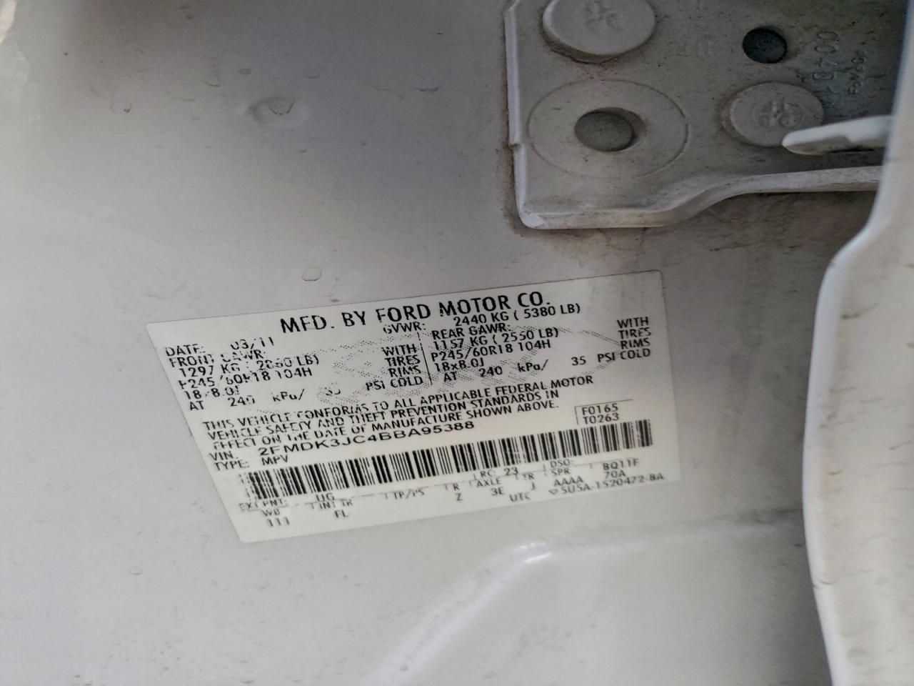2011 FORD EDGE SEL photo 13