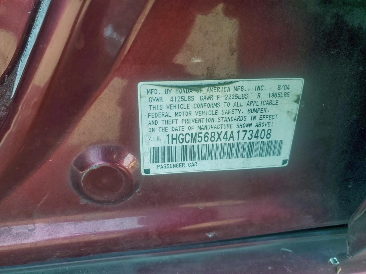 2004 HONDA ACCORD EX photo 23