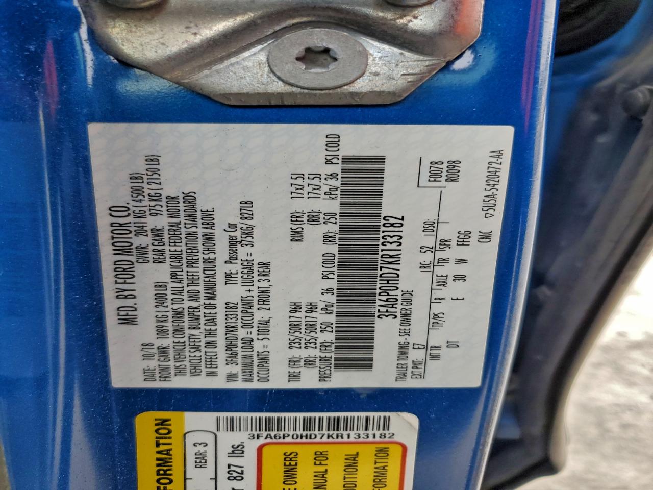 2019 FORD FUSION SE photo 13