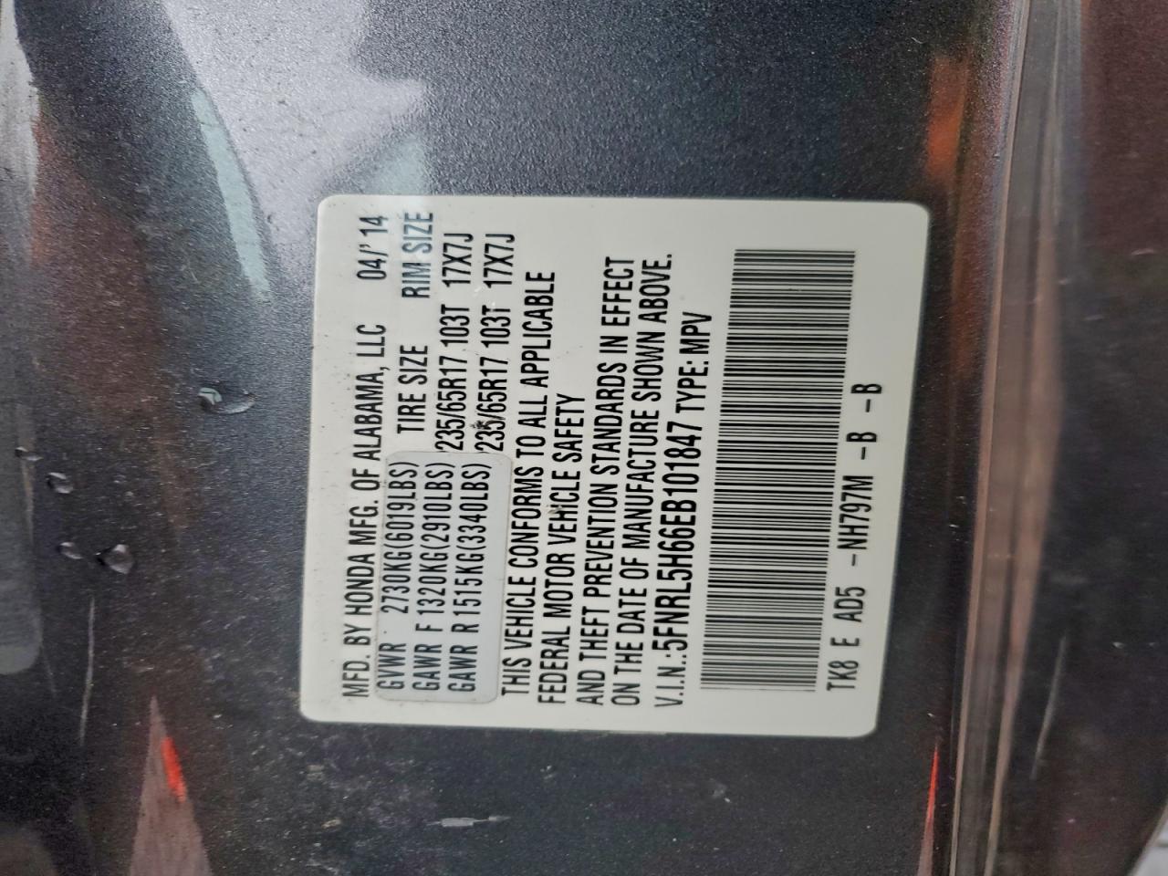 2014 HONDA ODYSSEY EXL photo 40