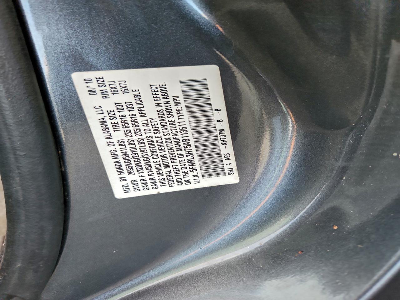 2010 HONDA ODYSSEY EXL photo 13