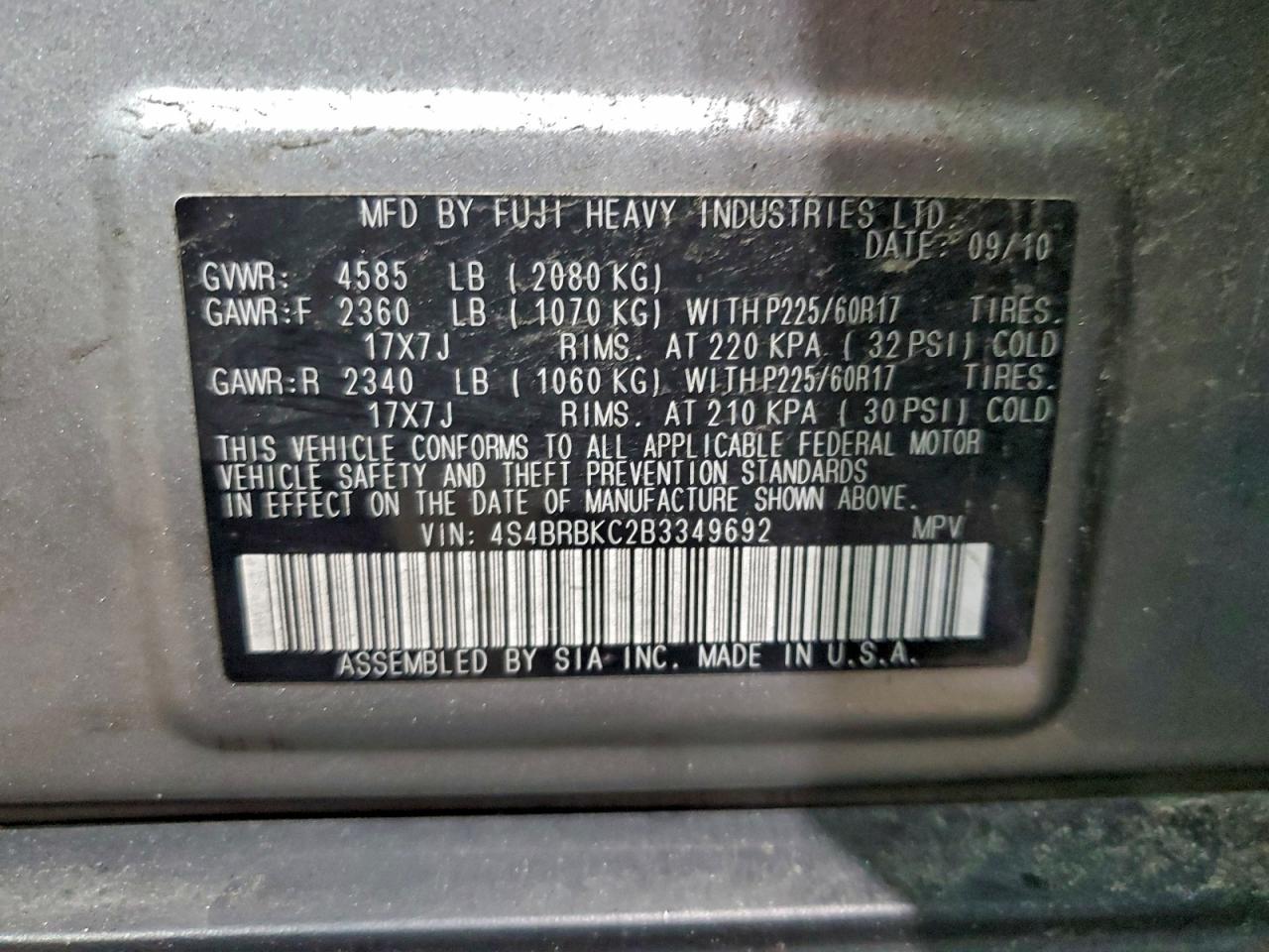 2011 SUBARU OUTBACK 2.5I LIMITED photo 25