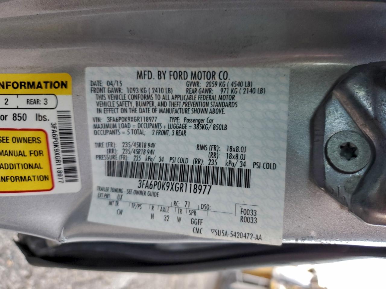 2016 FORD FUSION TITANIUM photo 23