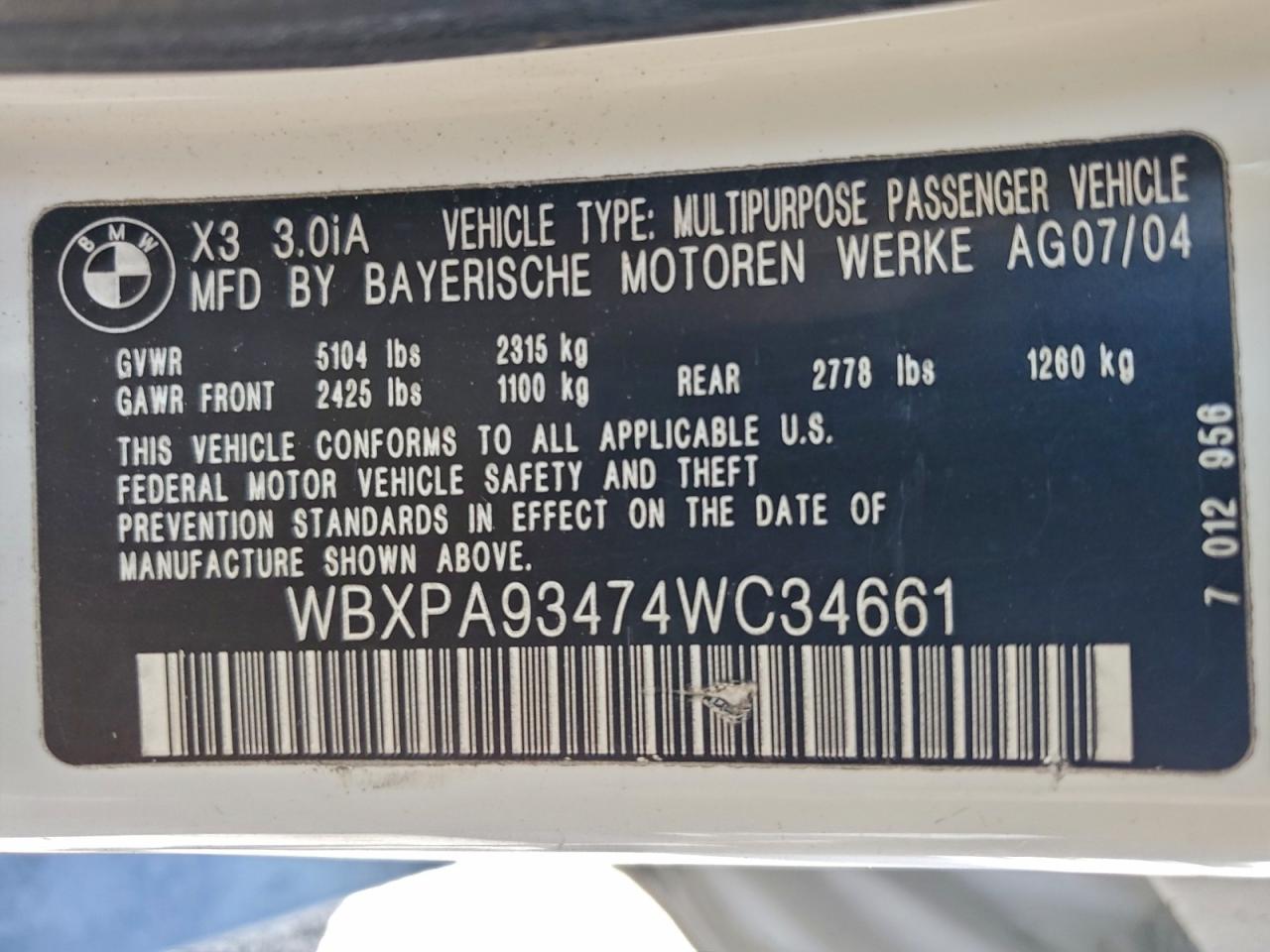 2004 BMW X3 3.0I photo 37