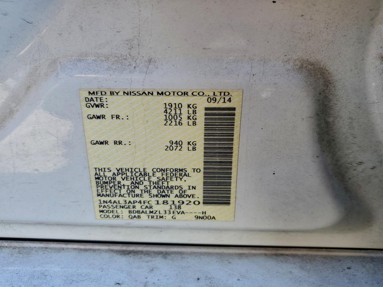 2015 NISSAN ALTIMA 2.5 photo 23