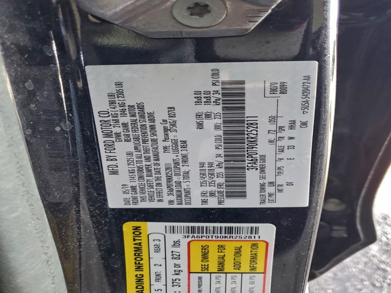 2019 FORD FUSION SE photo 25