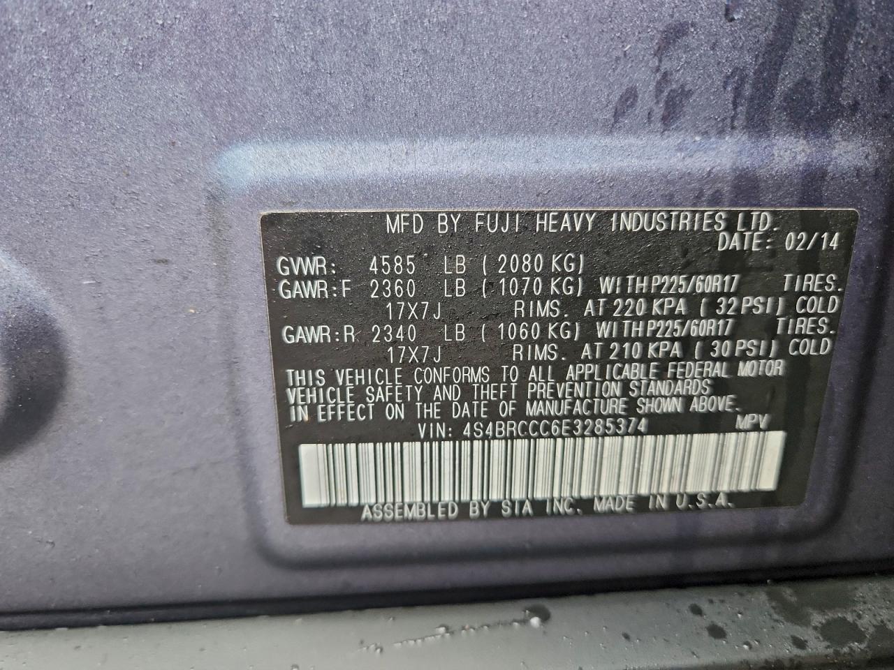 2014 SUBARU OUTBACK 2.5I PREMIUM photo 25