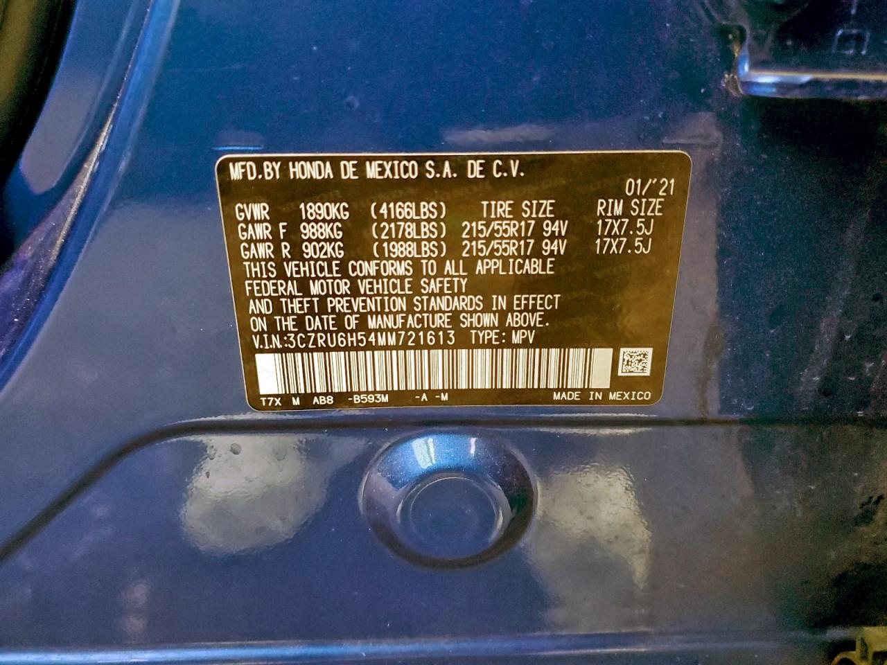 2021 HONDA HR-V EX photo 13