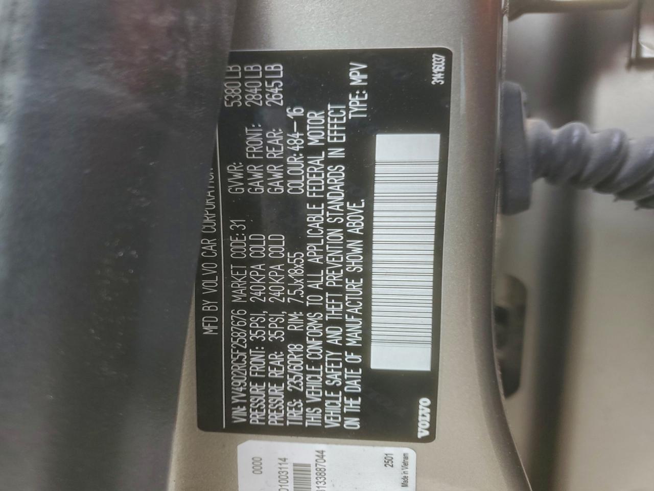 2015 VOLVO XC60 T6 PREMIER+ photo 13