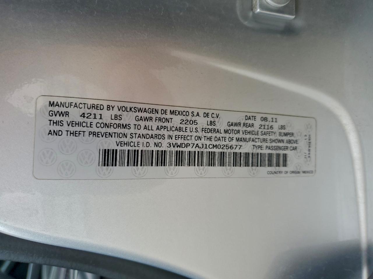2012 VOLKSWAGEN JETTA SE photo 12