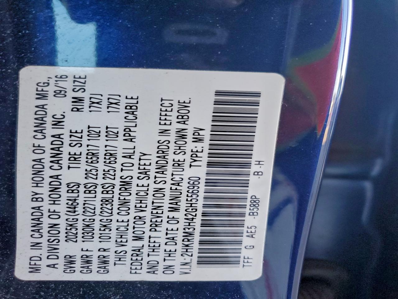 2016 HONDA CR-V SE photo 13