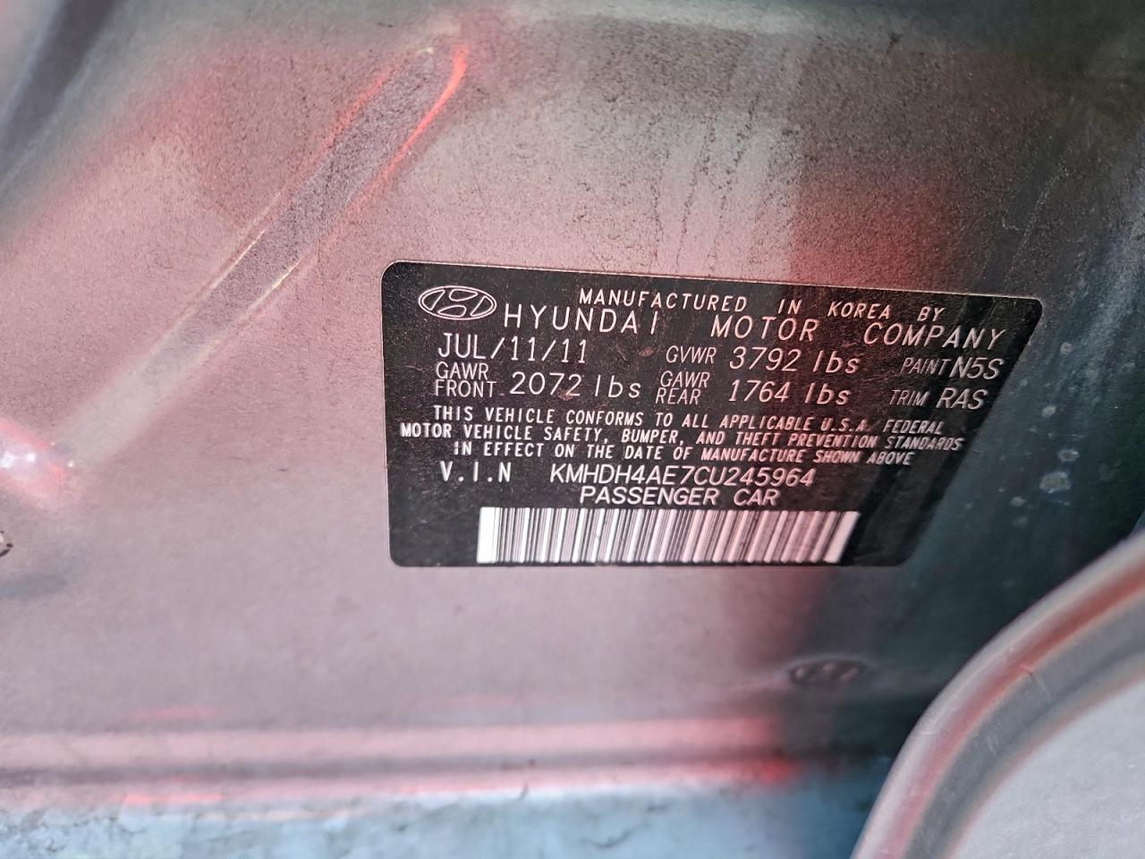 2012 HYUNDAI ELANTRA GLS photo 12