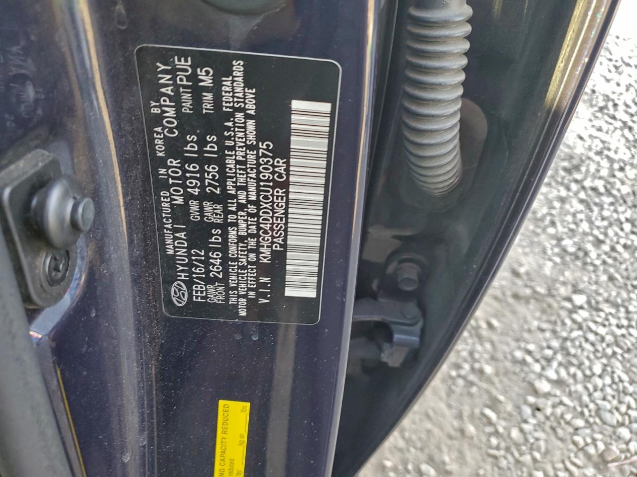 2012 HYUNDAI GENESIS 3.8L photo 25