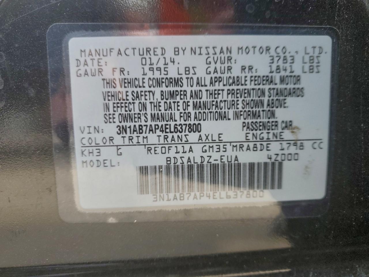 2014 NISSAN SENTRA S photo 12