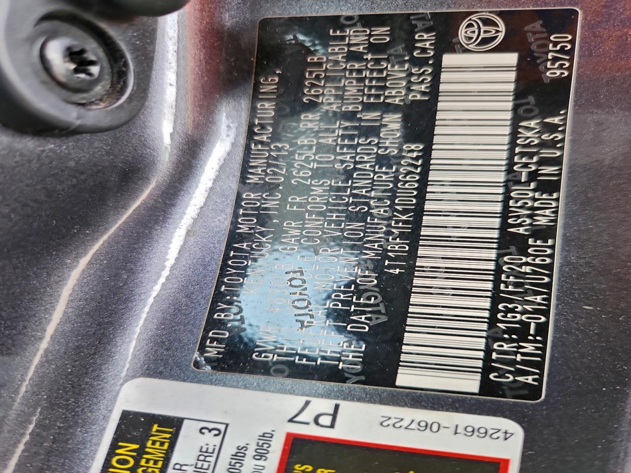 2013 TOYOTA CAMRY L photo 23