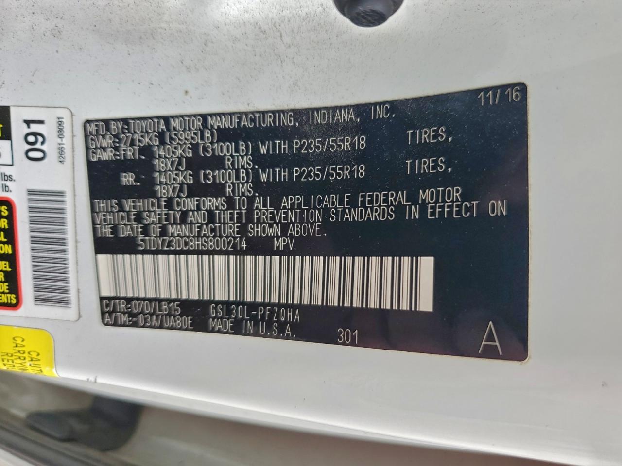 2017 TOYOTA SIENNA XLE photo 37