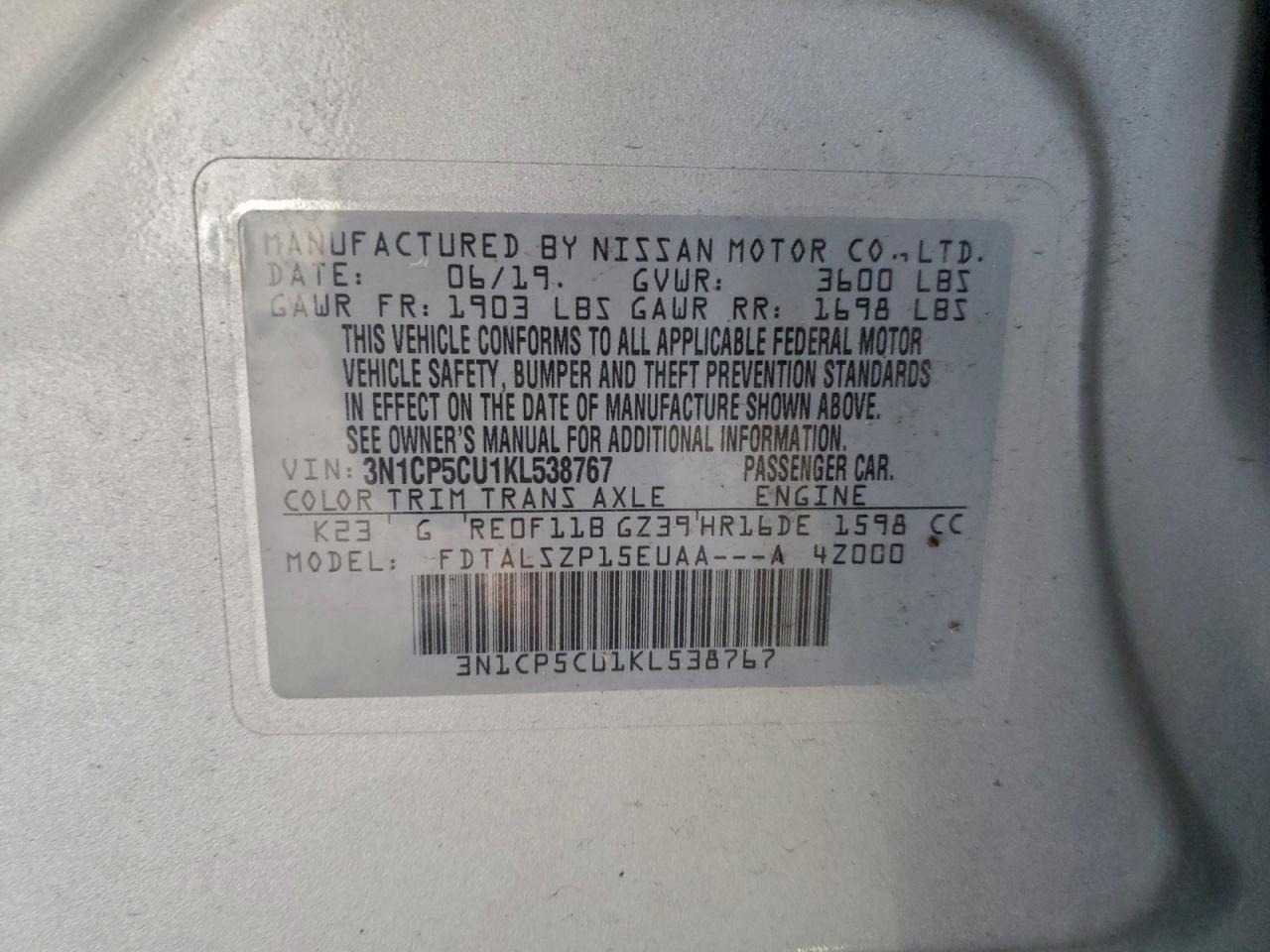2019 NISSAN KICKS S photo 37