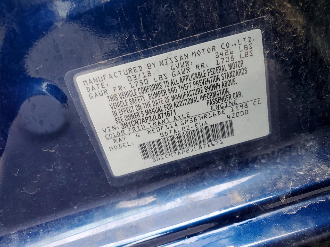 2018 NISSAN VERSA S photo 25