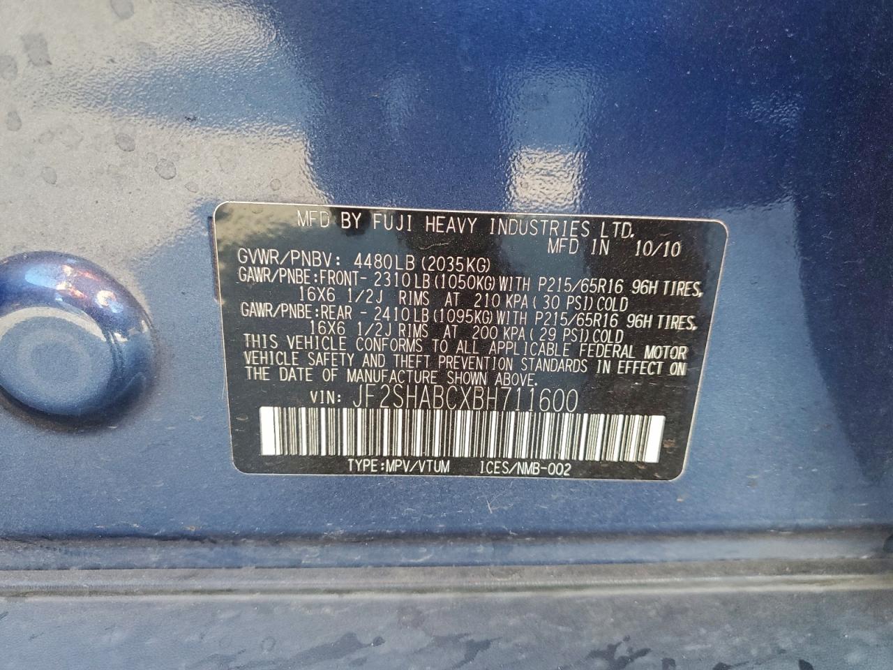 2011 SUBARU FORESTER 2.5X photo 23