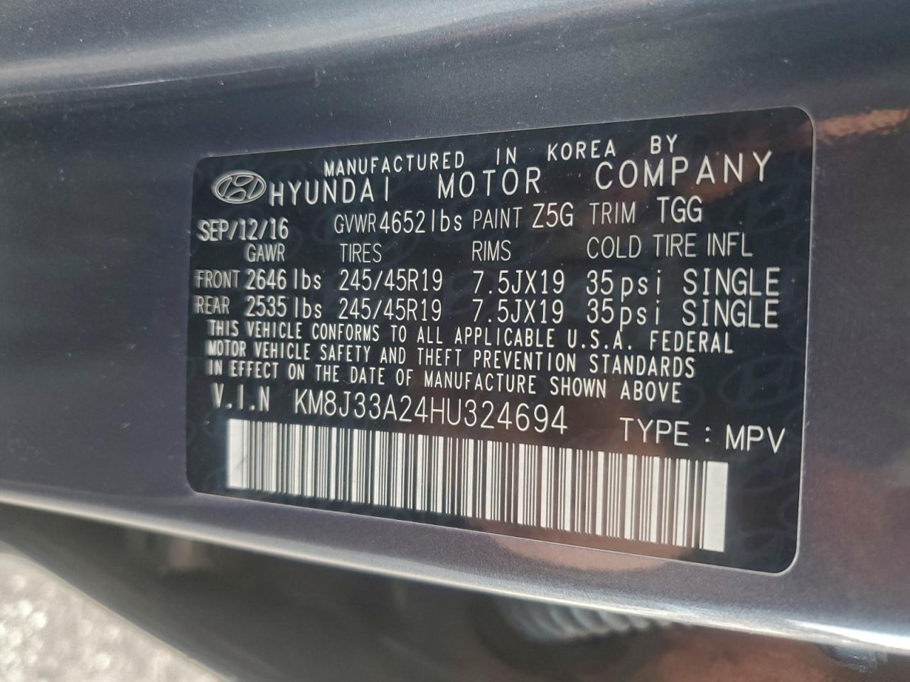 2017 HYUNDAI TUCSON LIMITED photo 37