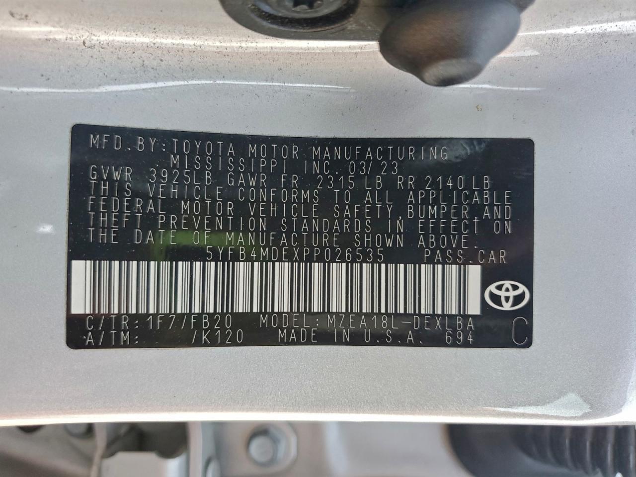 2023 TOYOTA COROLLA LE photo 12