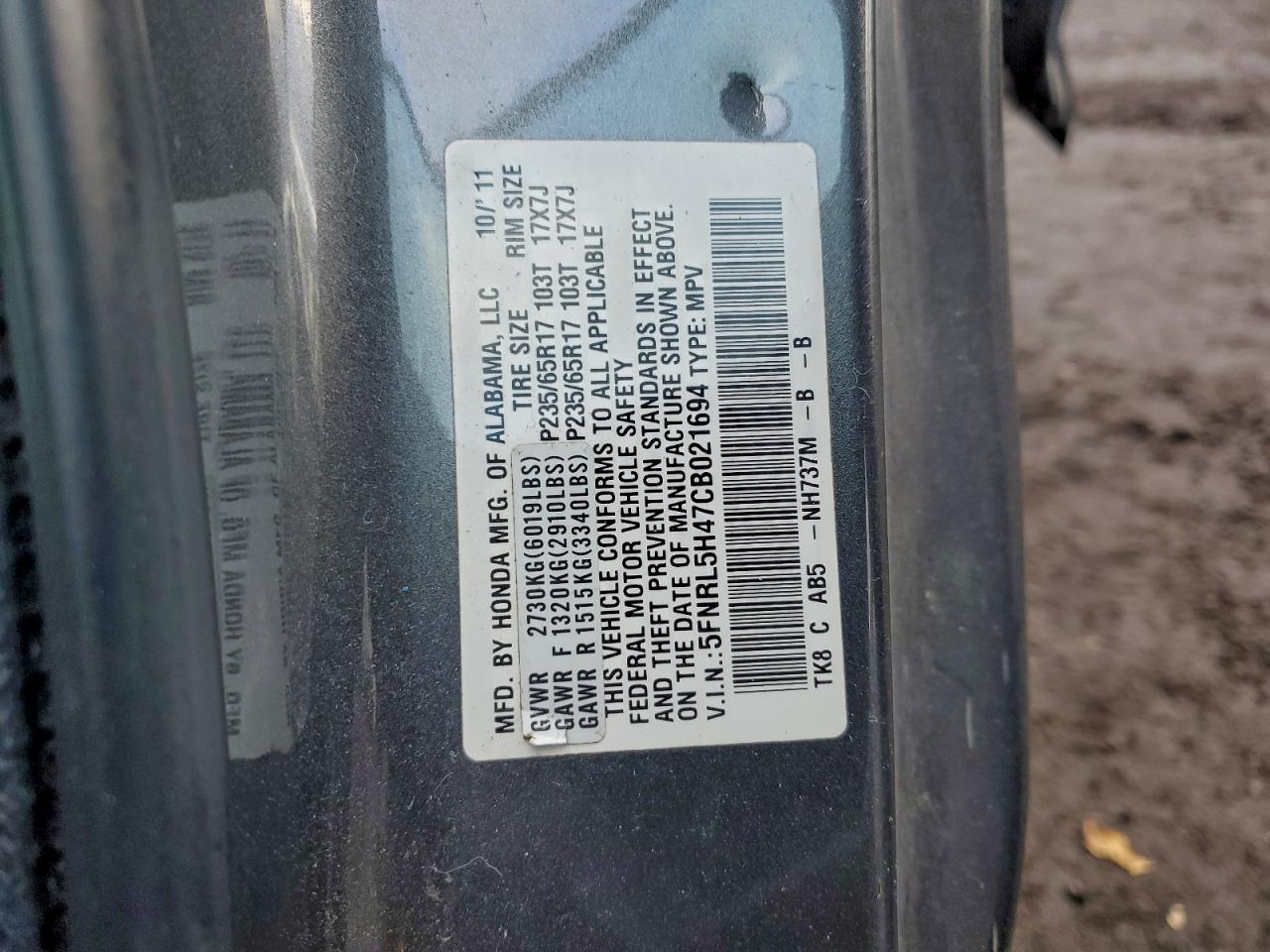 2012 HONDA ODYSSEY EX photo 37