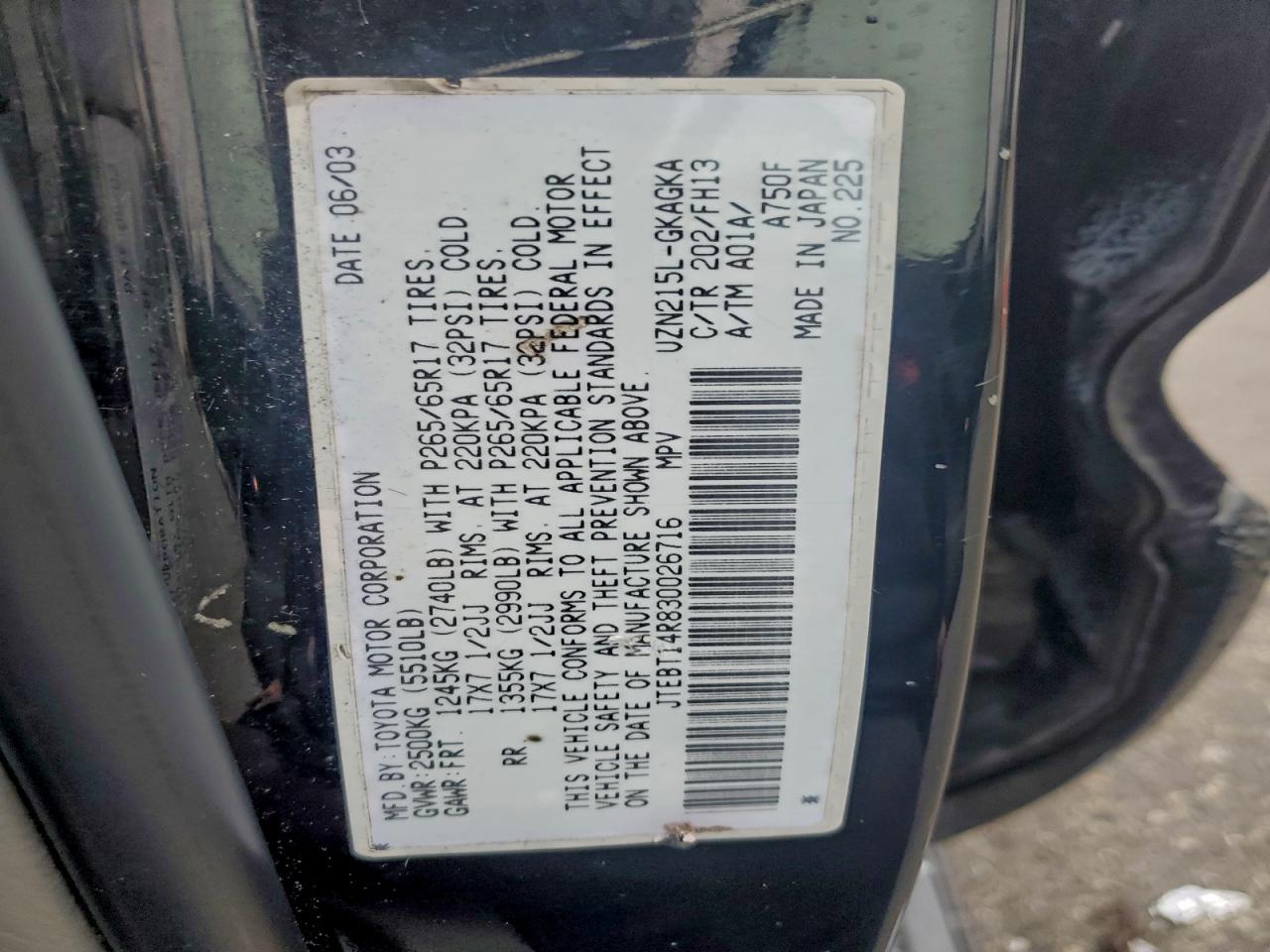 2003 TOYOTA 4RUNNER SR5 photo 27