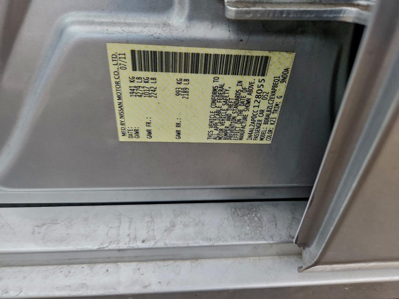 2012 NISSAN ALTIMA BASE photo 25